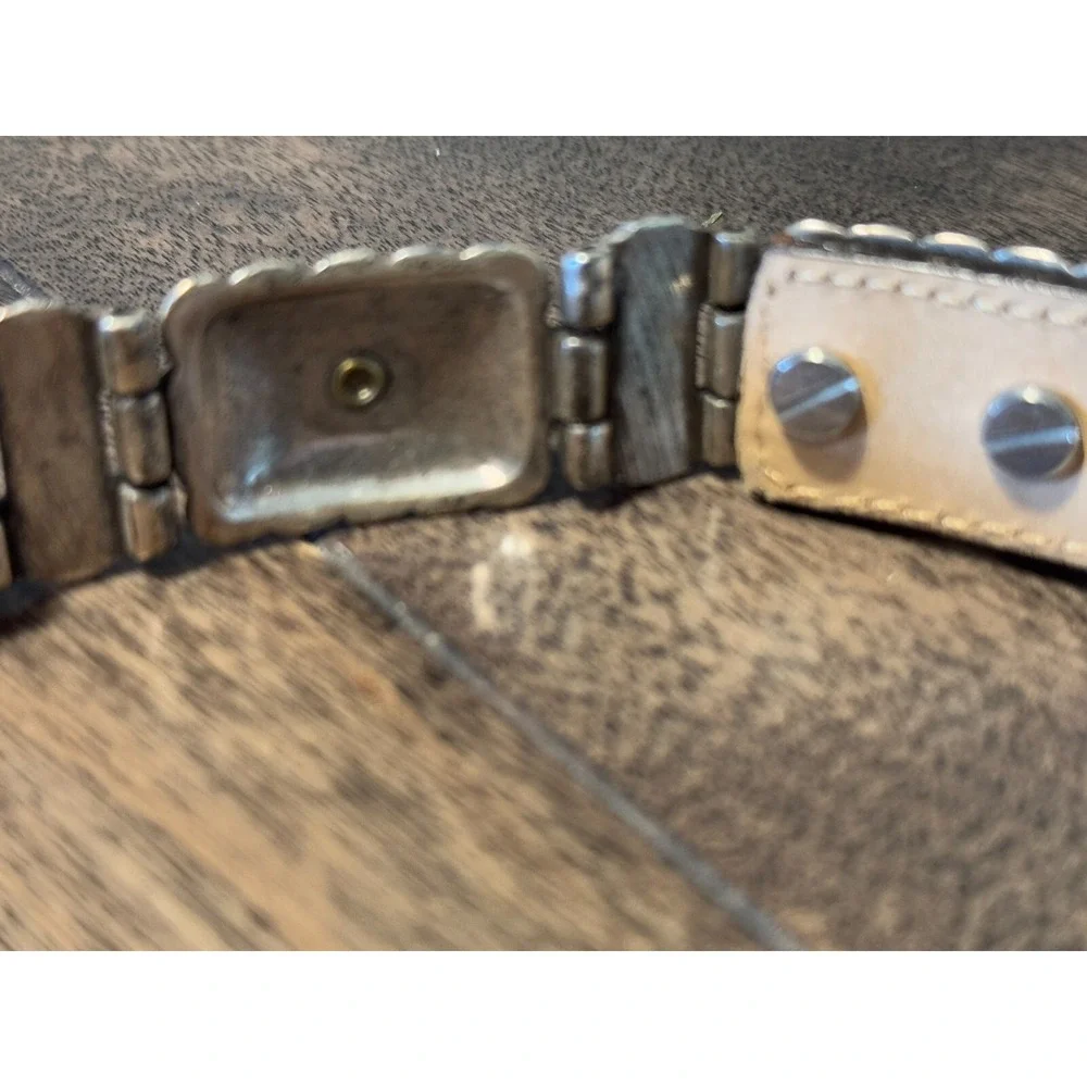 Brighton Women Brown Belt Size S 44209 Leather Silver & Brass Toned‎ Accents